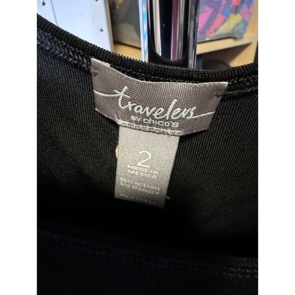 Chico's Travelers Black Scoop Neck Sleeveless Tank Top Sz L - Picture 4 of 8